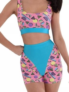 Amscan Pink & Blue 80's Workout Kit Two-Piece Costume